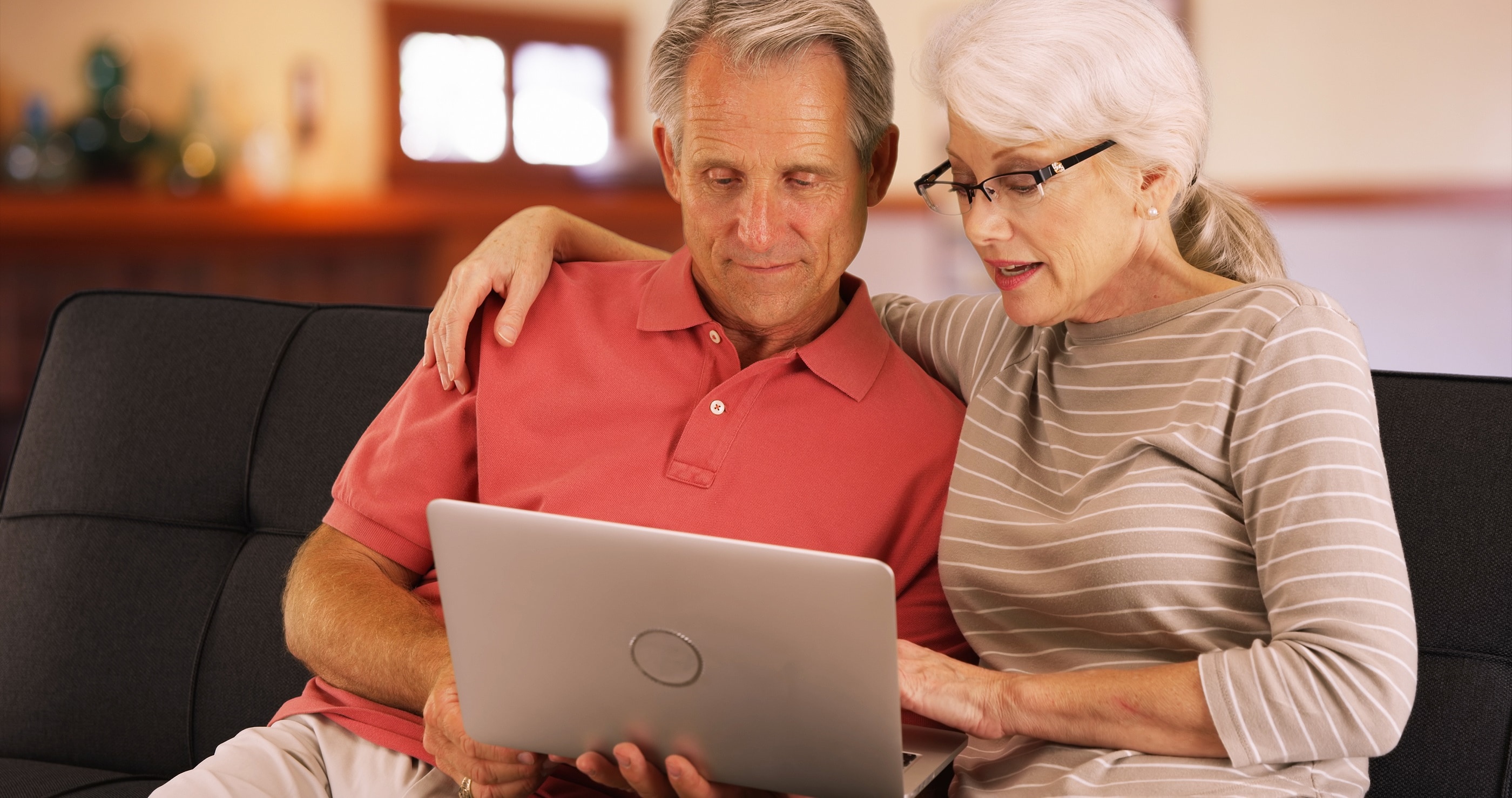 Older couple looking at computer