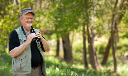 Frank Lang, back to birdwatching after recovering from a stroke