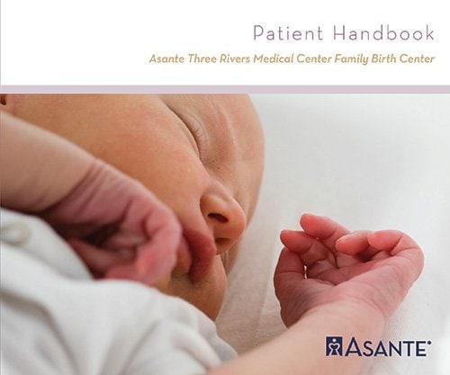 Baby on cover of childbirth handbook